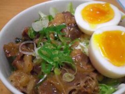 味付け肉で丼！　　｢牛バラカルビどんぶり」　　♪♪